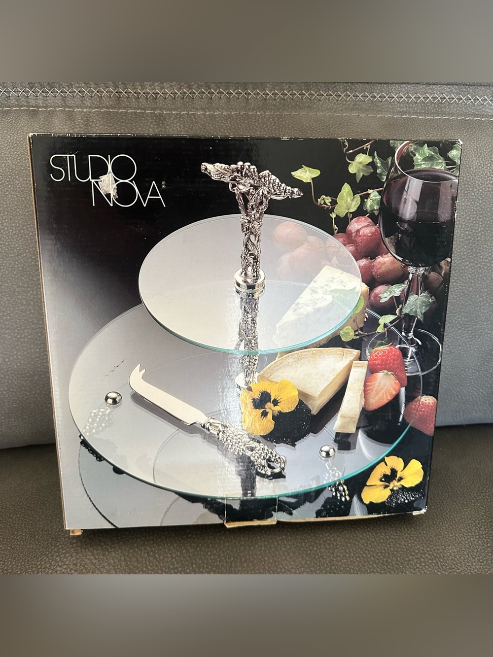 Studio Nova Clear Two-Tier Glass Serving Stand with Silver-Tone Post